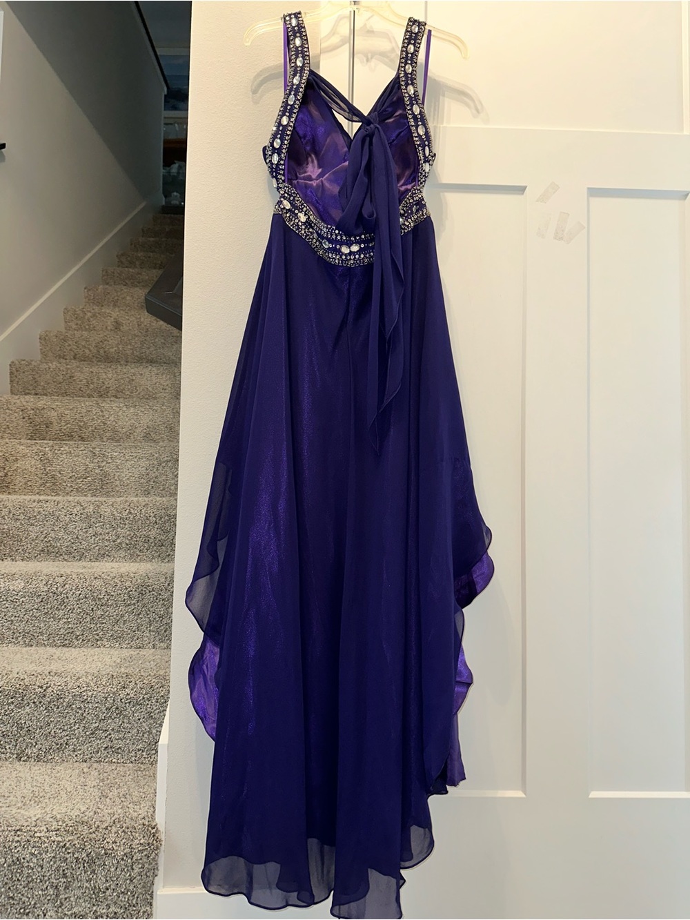 Fiesta Purple High-Low Formal Prom Event Dress with Beaded Waist size M - Picture 9 of 16
